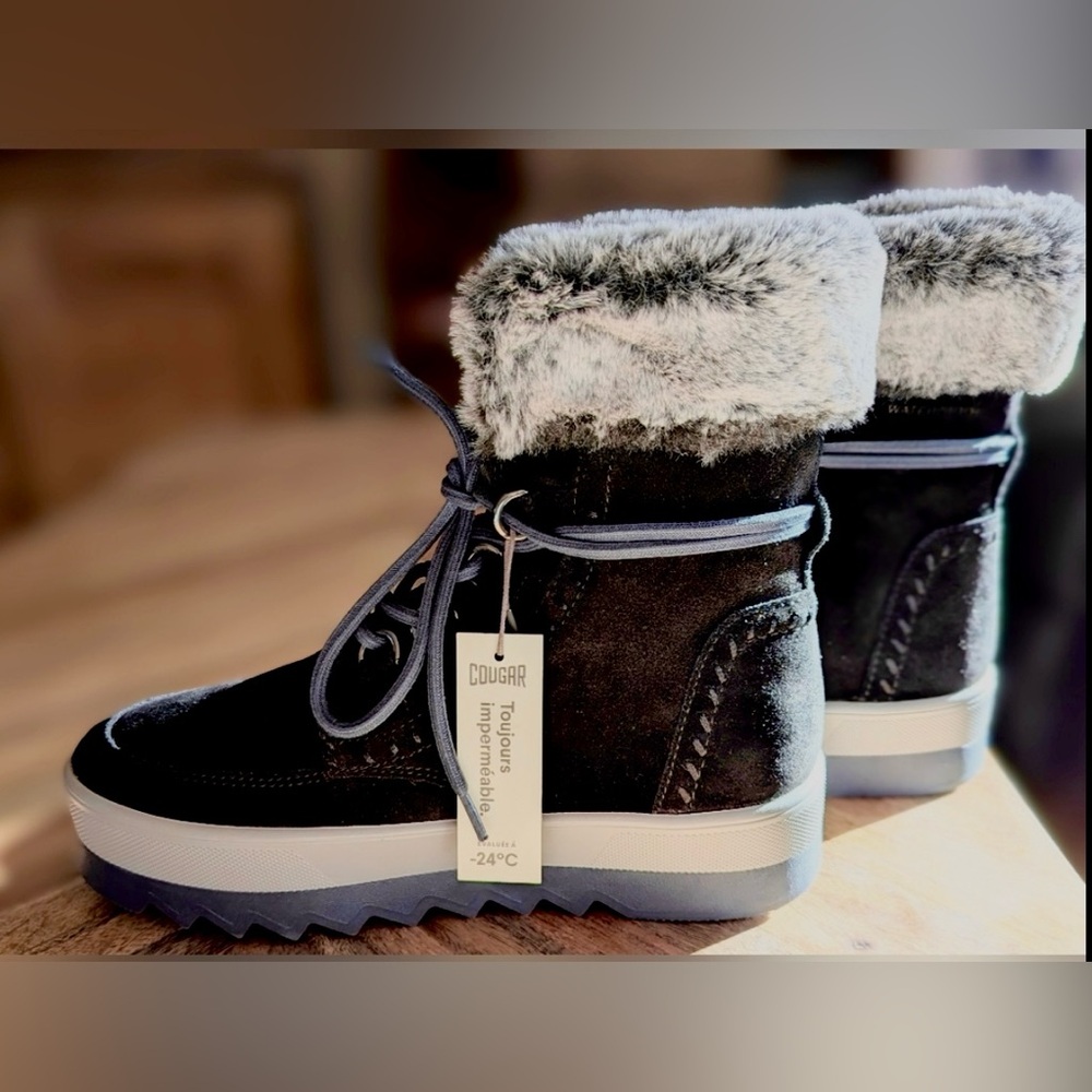 Cougar Black Faux-Fur Lined Winter Boots